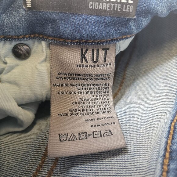 Kut From The Kloth Women's Size 0 Jeans Charlize Cigarette Leg High Rise Raw Hem - Picture 6 of 6